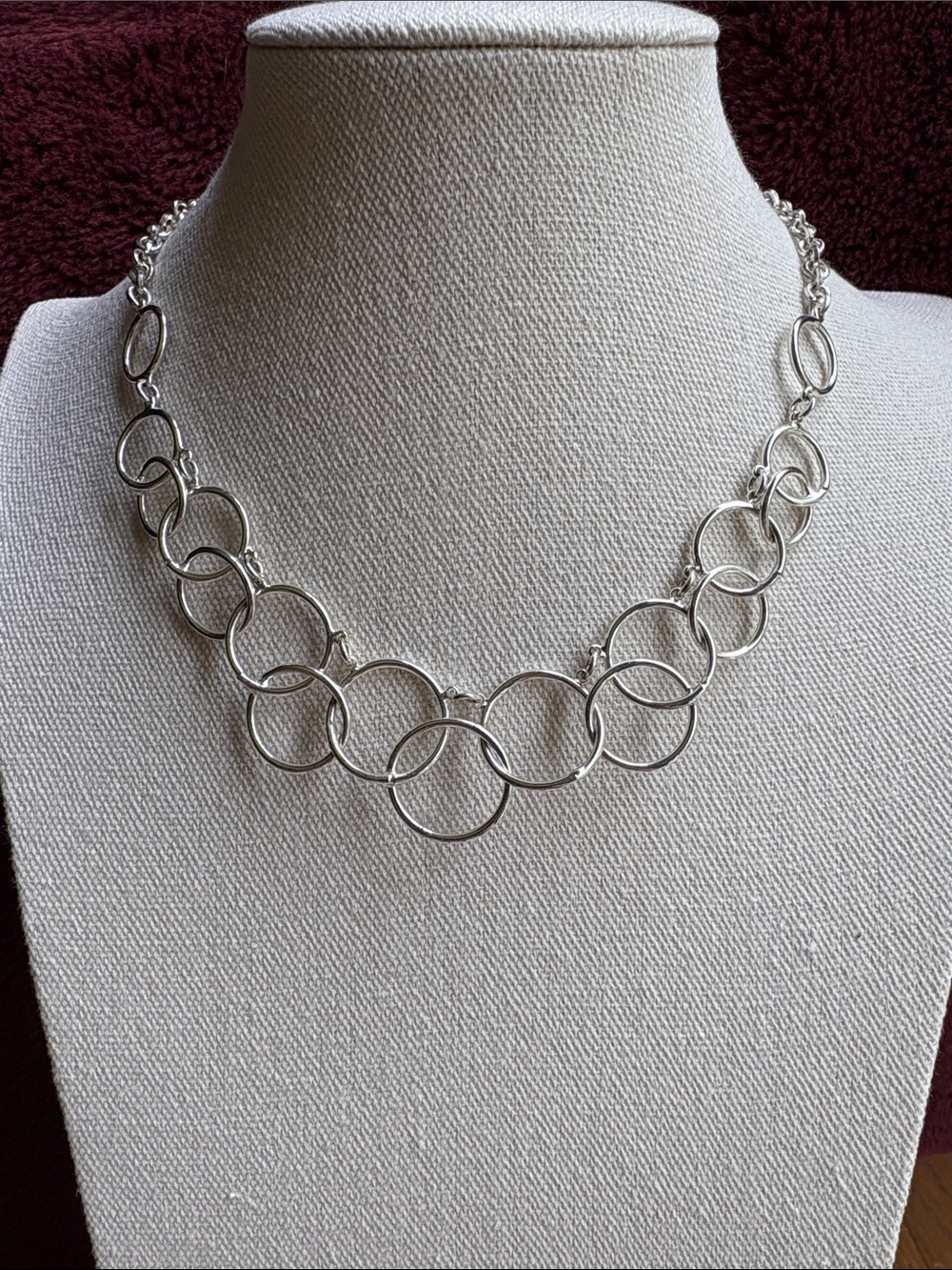 Nine West Silver Multi-Ring Link Necklace